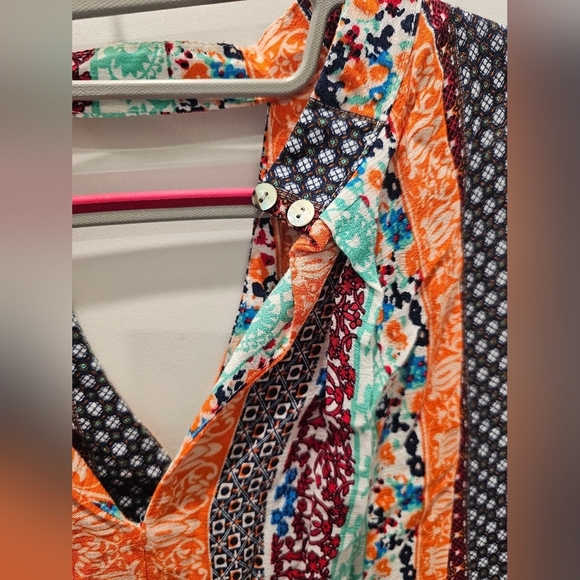 Umgee USA Boho Multicolor Patchwork Sleeveless Tunic Dress Size S - Picture 5 of 12